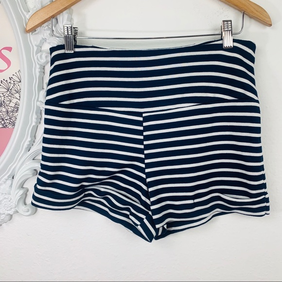 DNA Couture/ High-Waist Blue White Striped Short - Picture 3 of 6